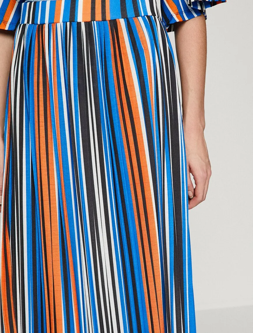 12066 Multi Colour Striped Midi Skirt