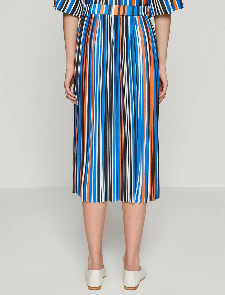 12066 Multi Colour Striped Midi Skirt