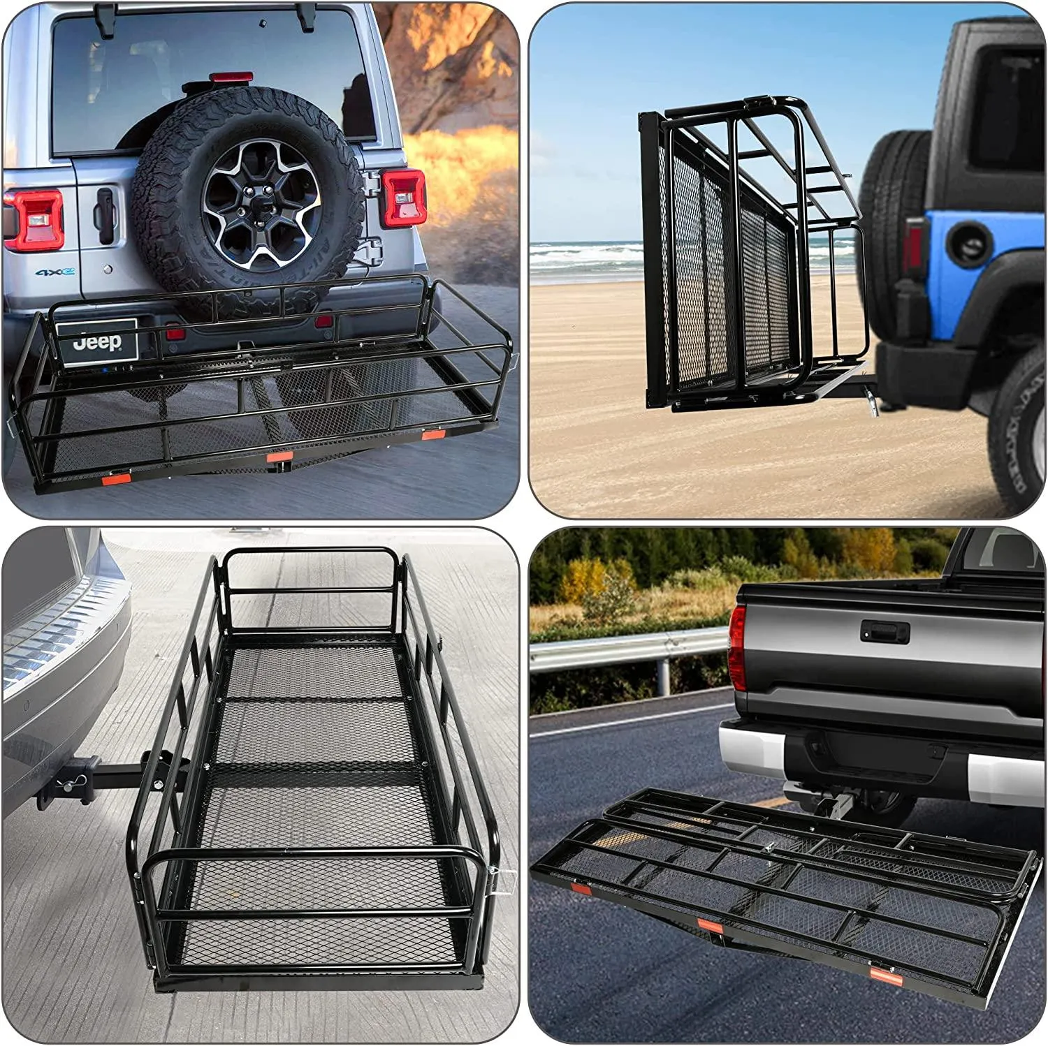 60" x 24" x 14" Heavy Duty Hitch Mount Cargo Carrier, Cargo Rack Rear Luggage Basket Fits 2" Receiver