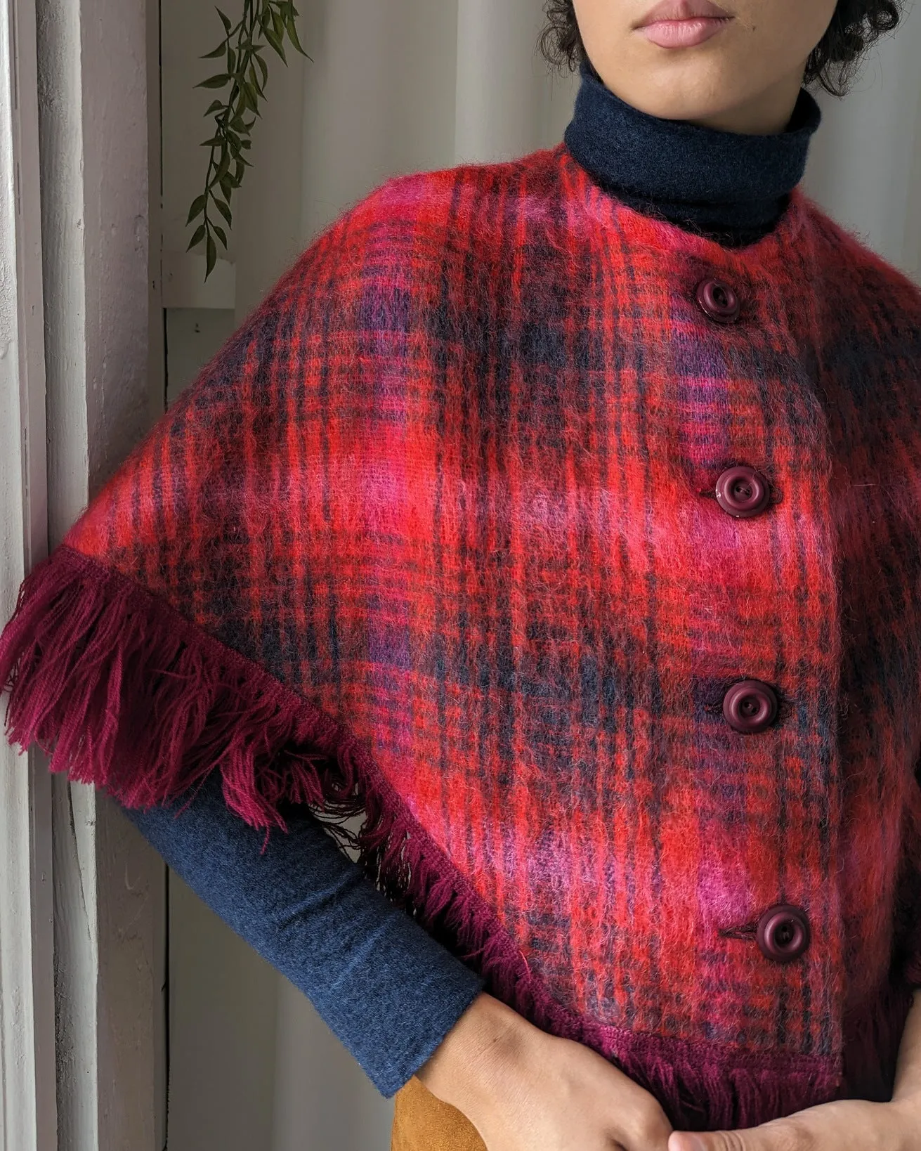 60s Tartan Mohair Capelet | XS-XL