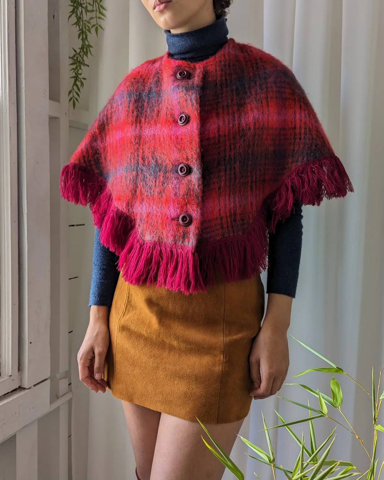 60s Tartan Mohair Capelet | XS-XL