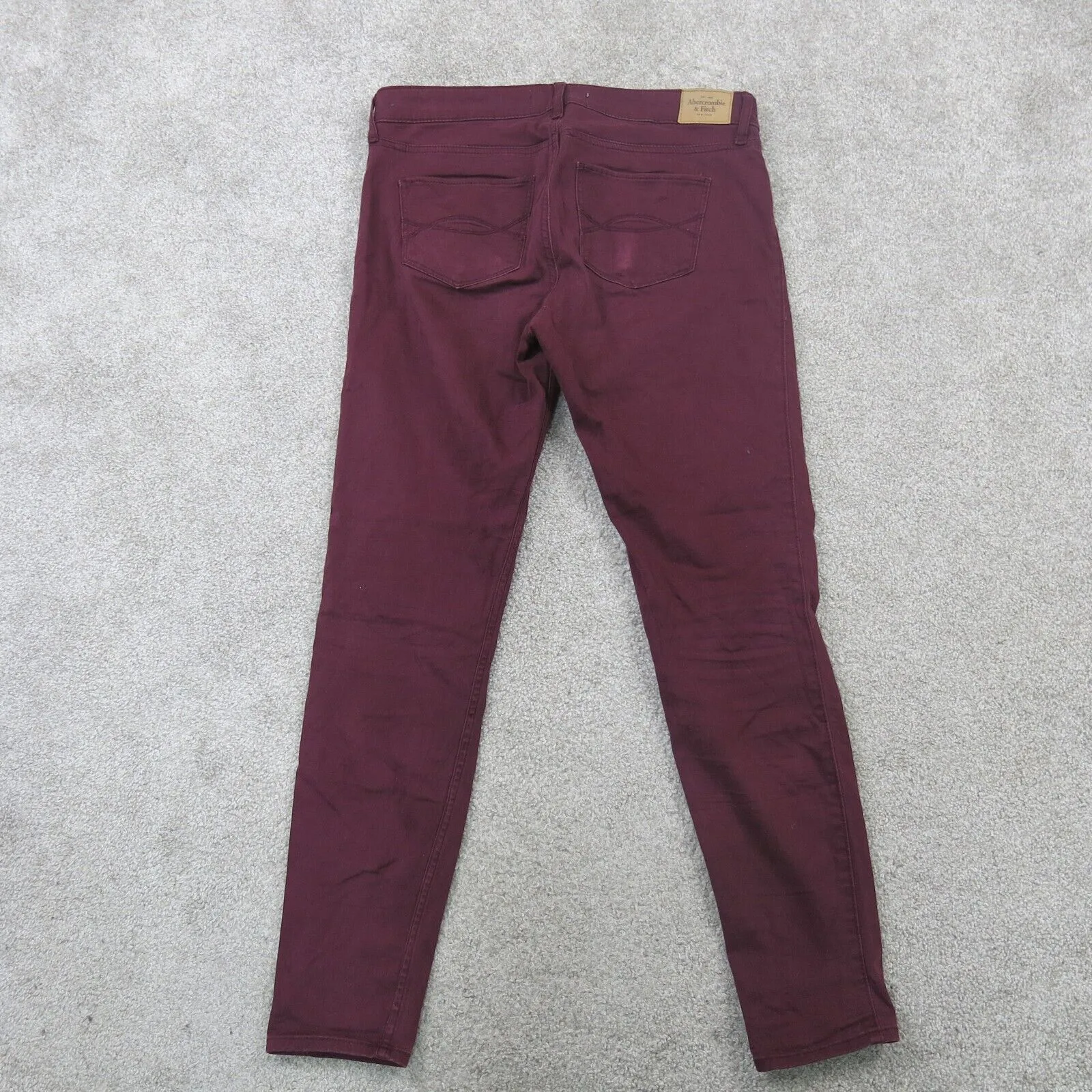 Abercrombie & Fitch Womens Jeans Skinny Leg Mid Rise Pockets Maroon Size W29XL29