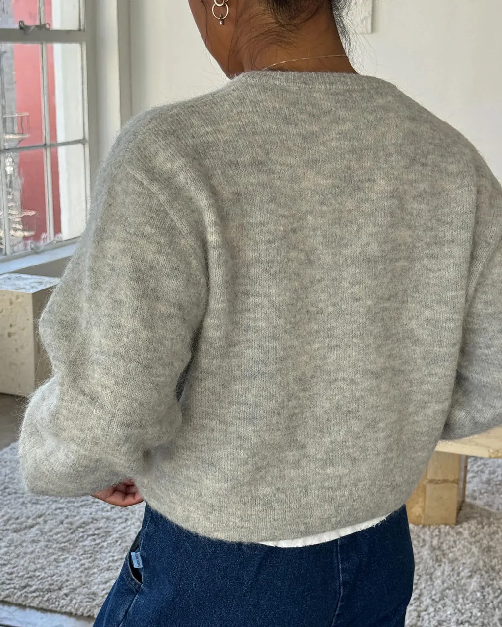 Amélie Alpaca Cardigan - Light Grey