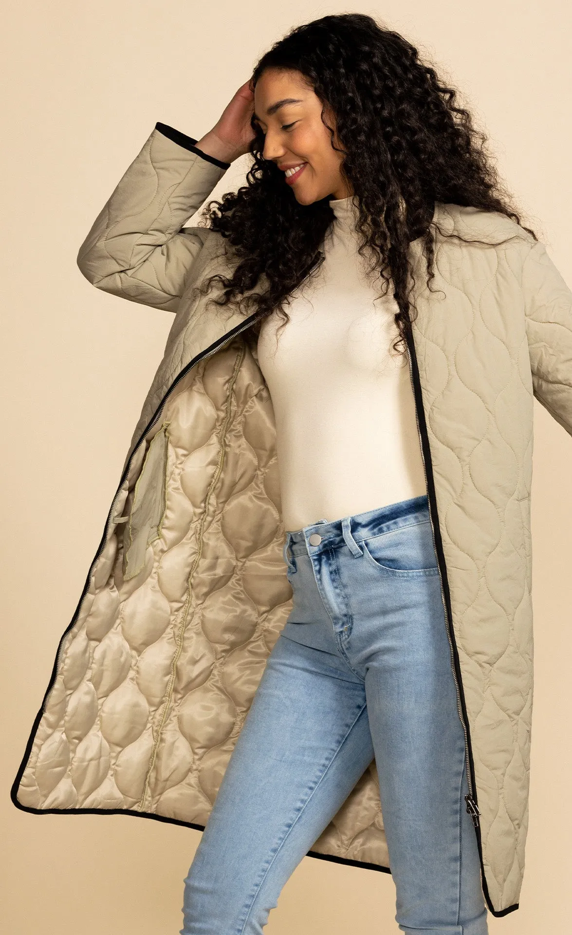 Anya Quilted Long Jacket