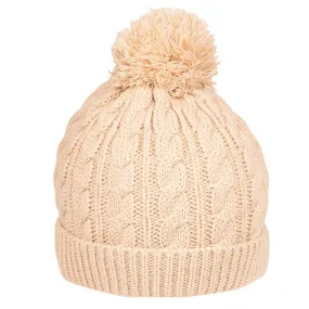 Baby Cable Knit Bobble Hat, Natural