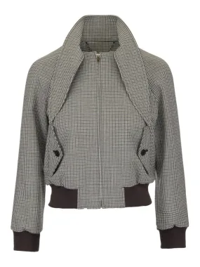 Balenciaga Check Scarf Tie Bomber Jacket