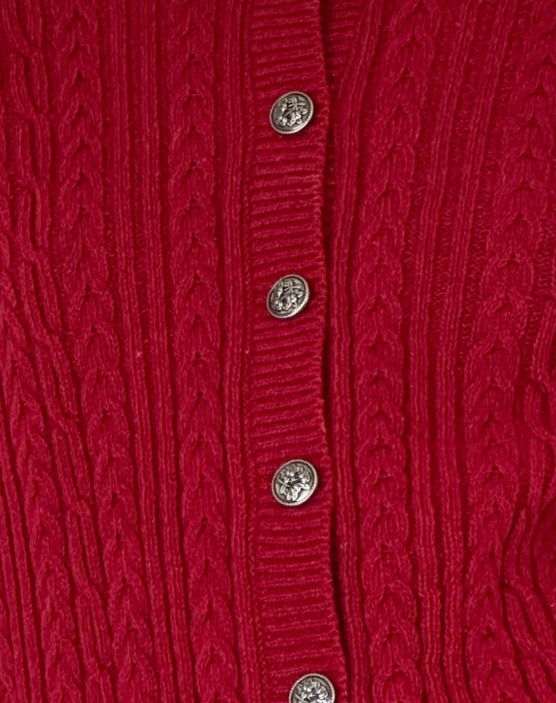 Bavana Cardigan in Deep Red