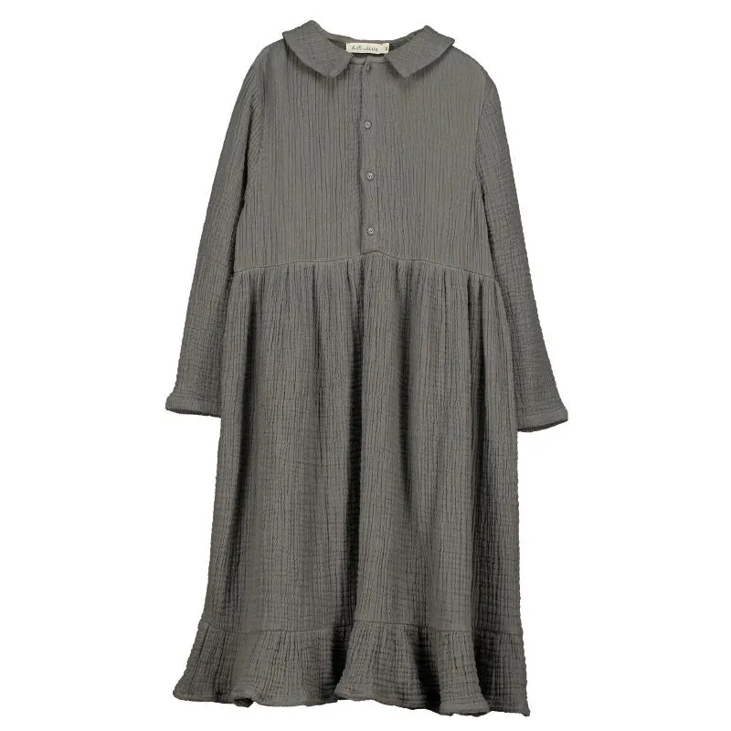 Belle Chiara Grey Museline Apron Dress