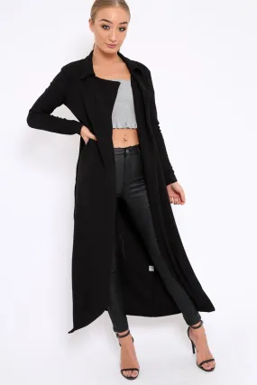 Black Long Duster Jacket - Gigi