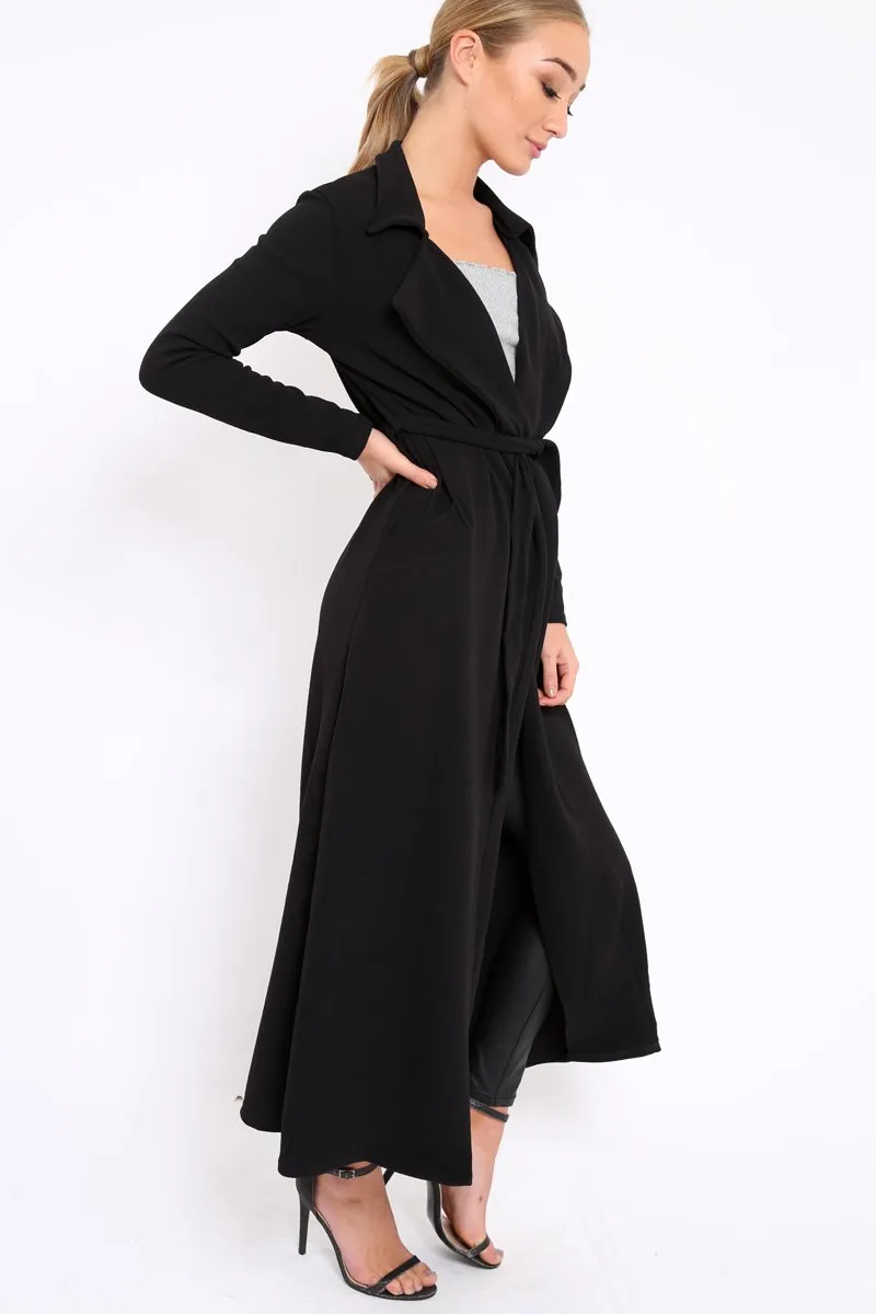 Black Long Duster Jacket - Gigi