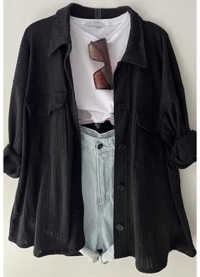 Black l/S Button down Top