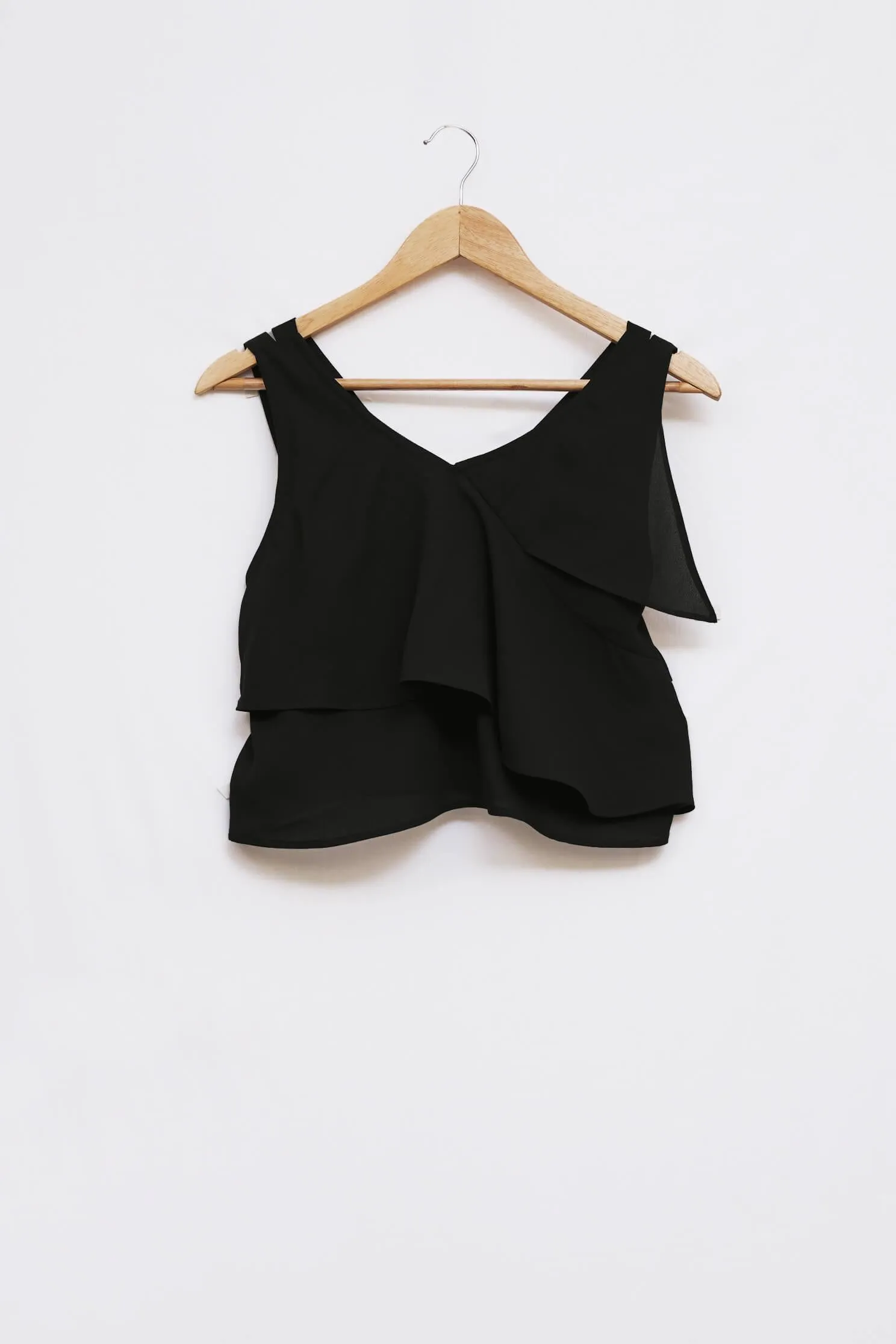 Black Strappy Layered Detailed Back Top