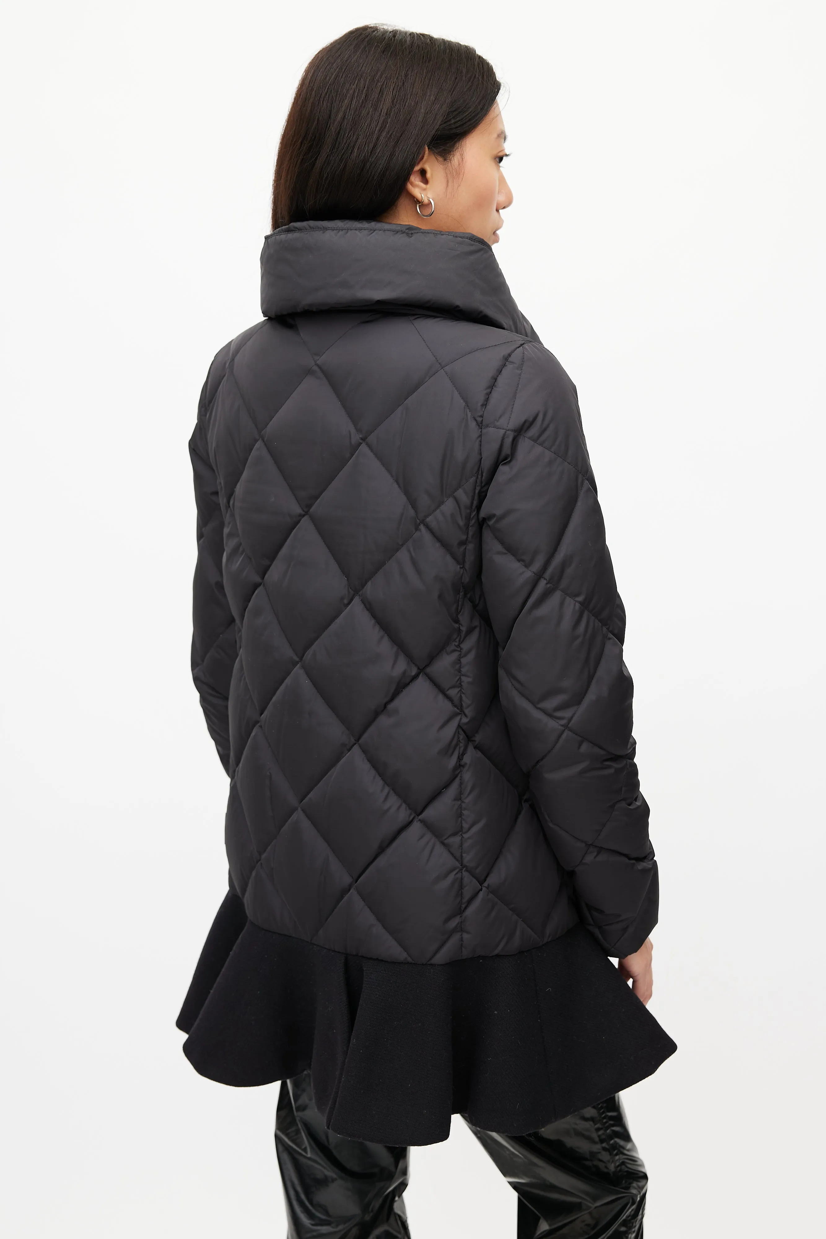 Black Vouglans Peplum Down Coat