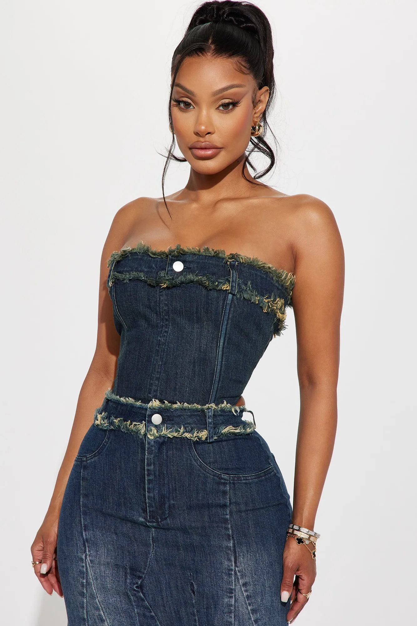 Blow Your Mind Denim Skirt Set - Medium Wash