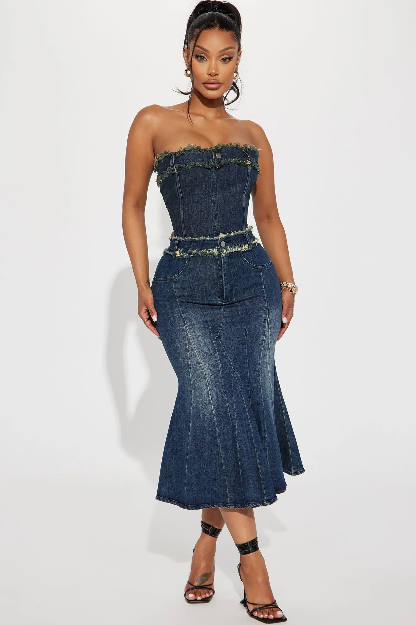 Blow Your Mind Denim Skirt Set - Medium Wash