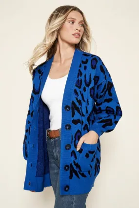 Blue Charmed Blue Leopard Cardigan