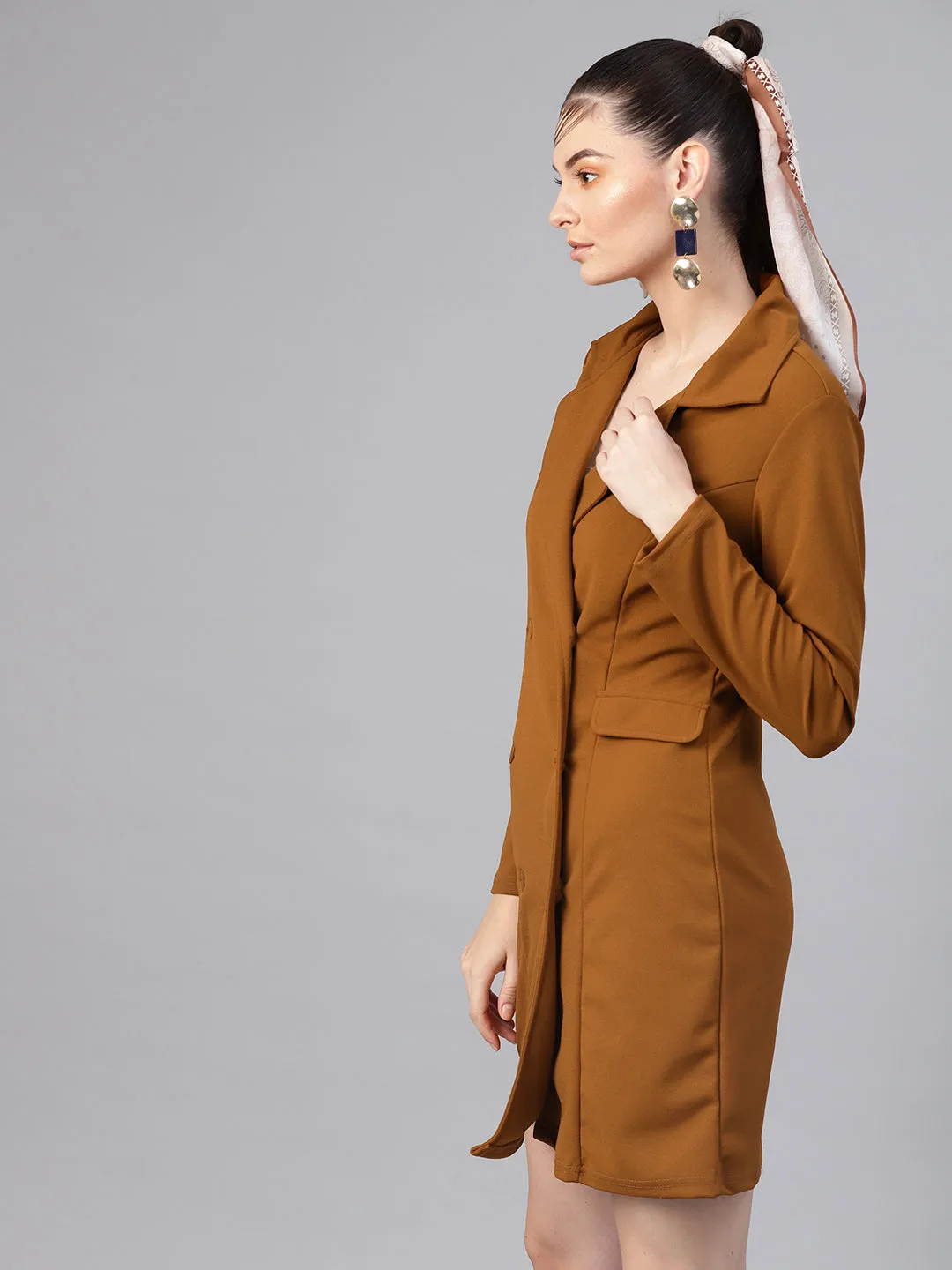 Brown Blazer Dress