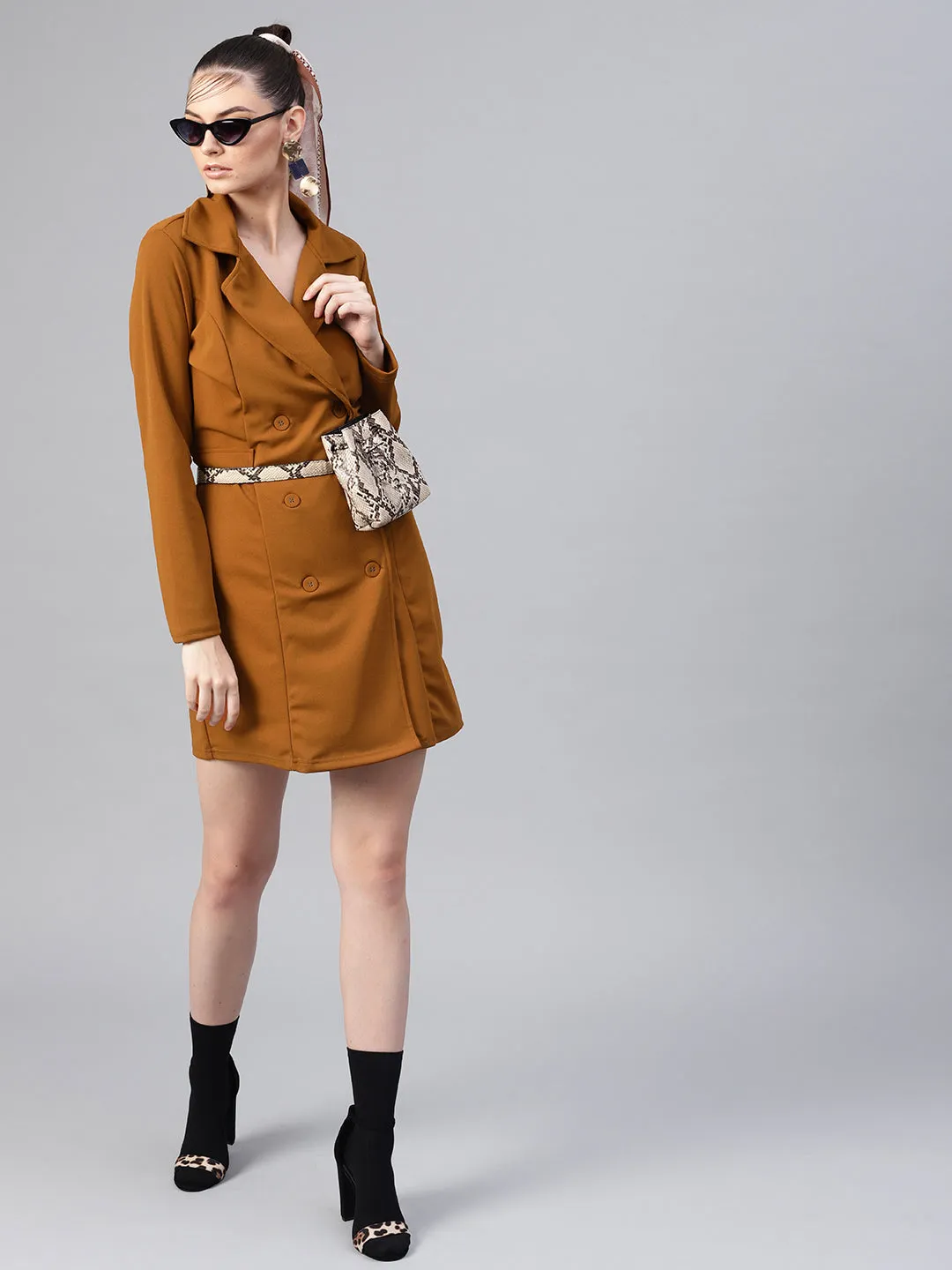 Brown Blazer Dress