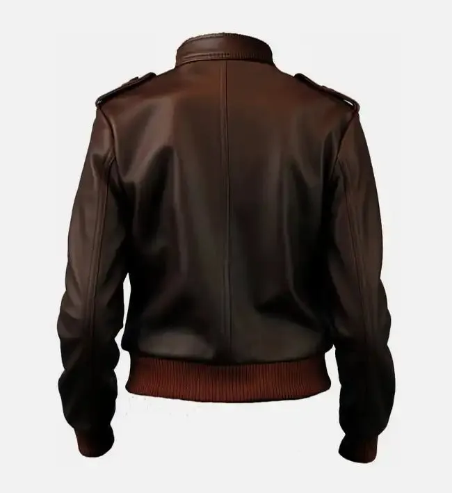 Brown Leather Bomber Jacket For Women