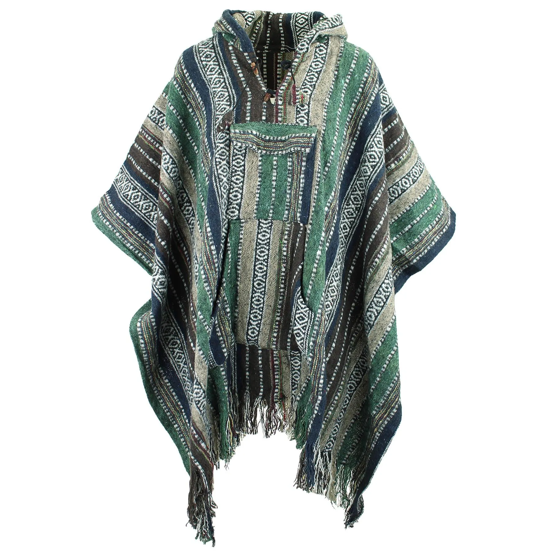 Brushed Gheri Cotton Poncho - 09 Green