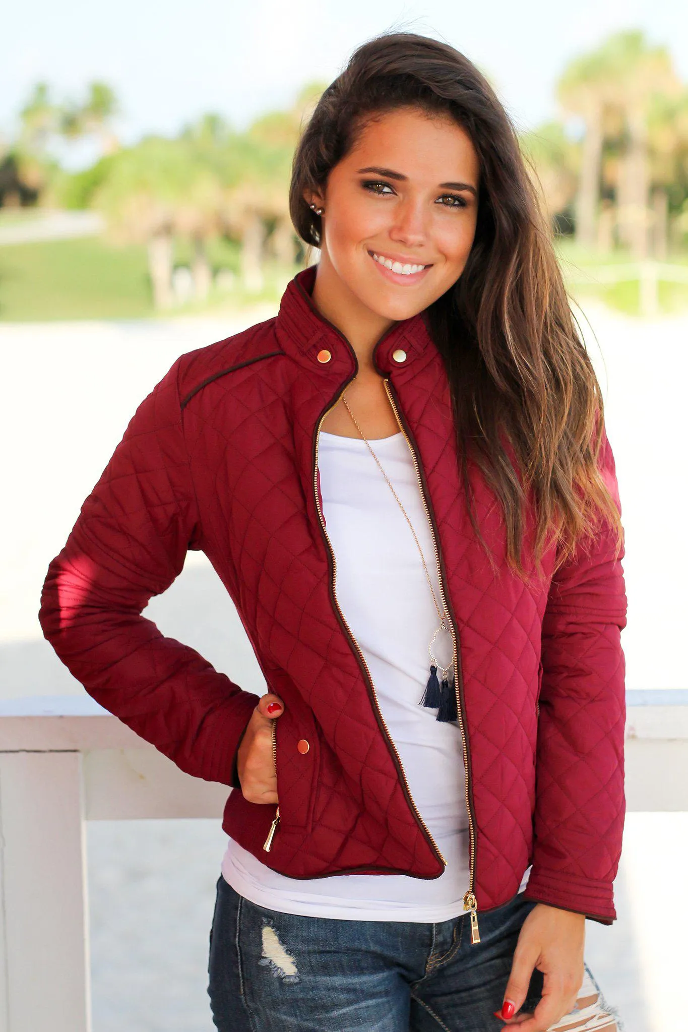 Burgundy Quilted Jacket