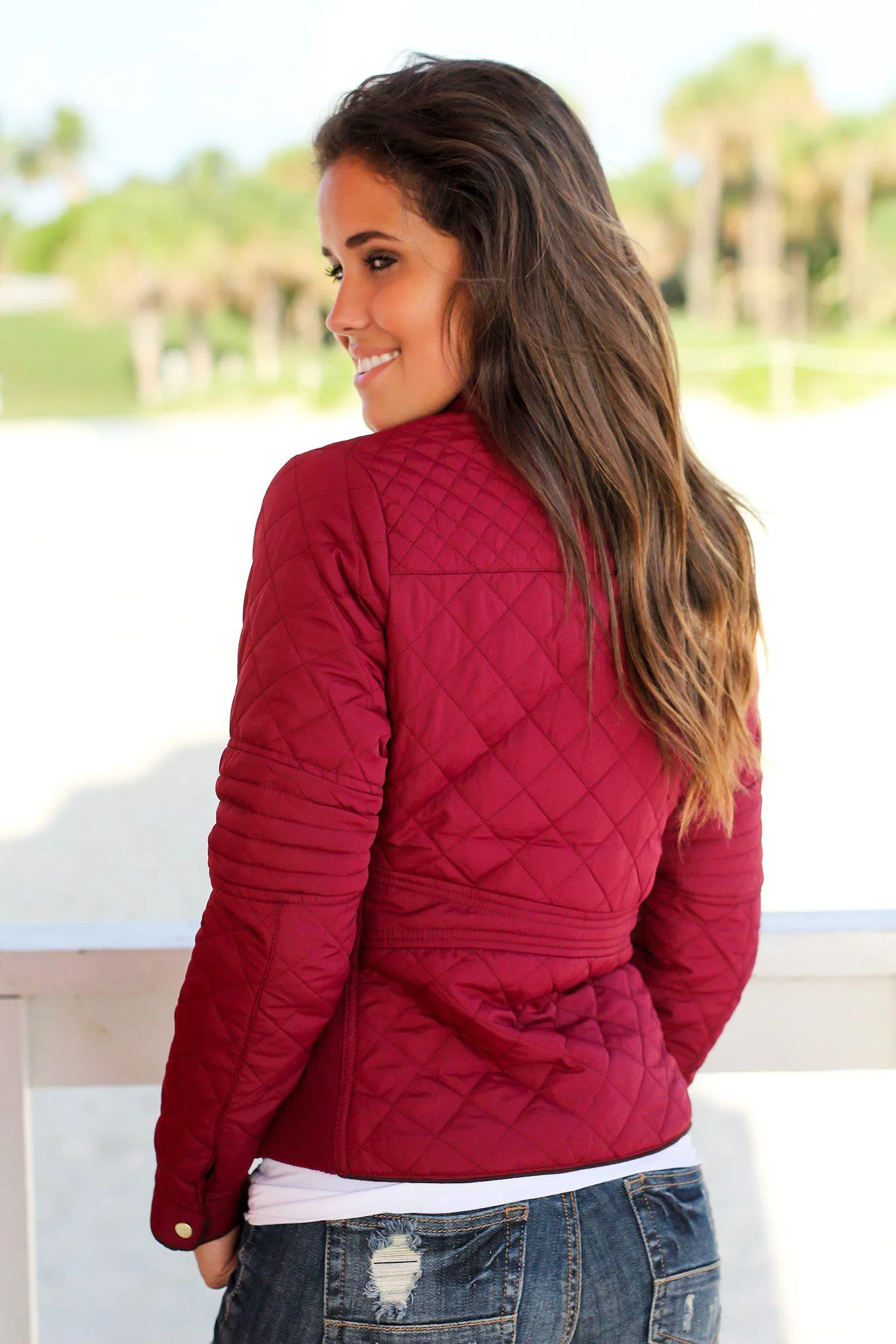 Burgundy Quilted Jacket