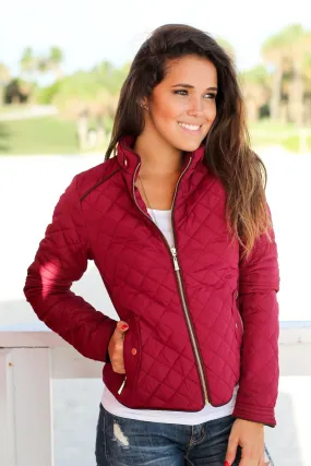 Burgundy Quilted Jacket