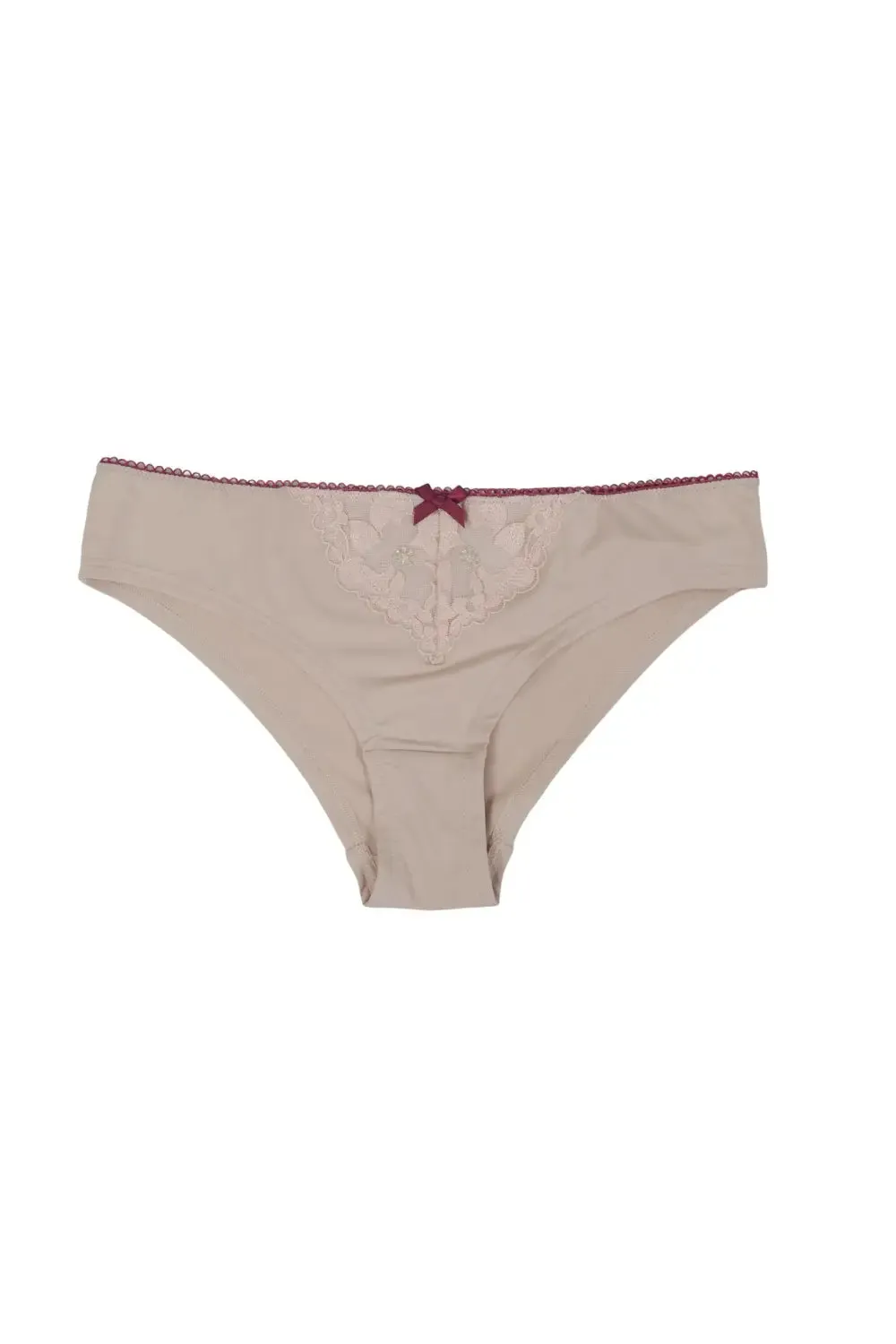 Burgundy Trim Bra & Knickers