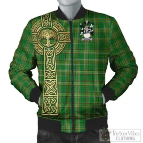 Burton Irish Clan Tartan Bomber Jacket with Coat of Arms Celtic Tree of Life Style