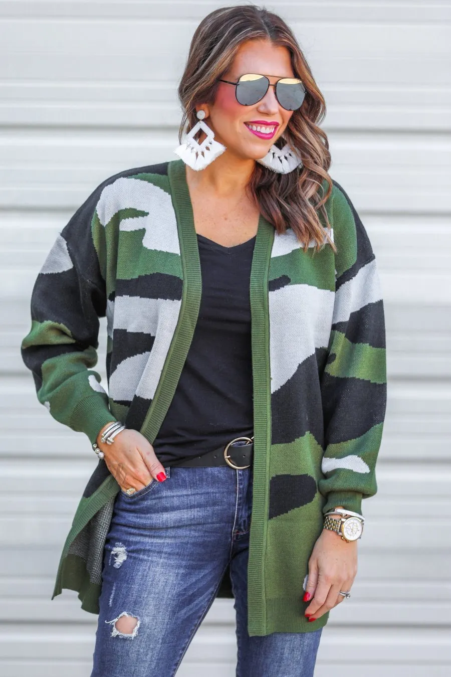 Caleb Camo Knit Cardigan