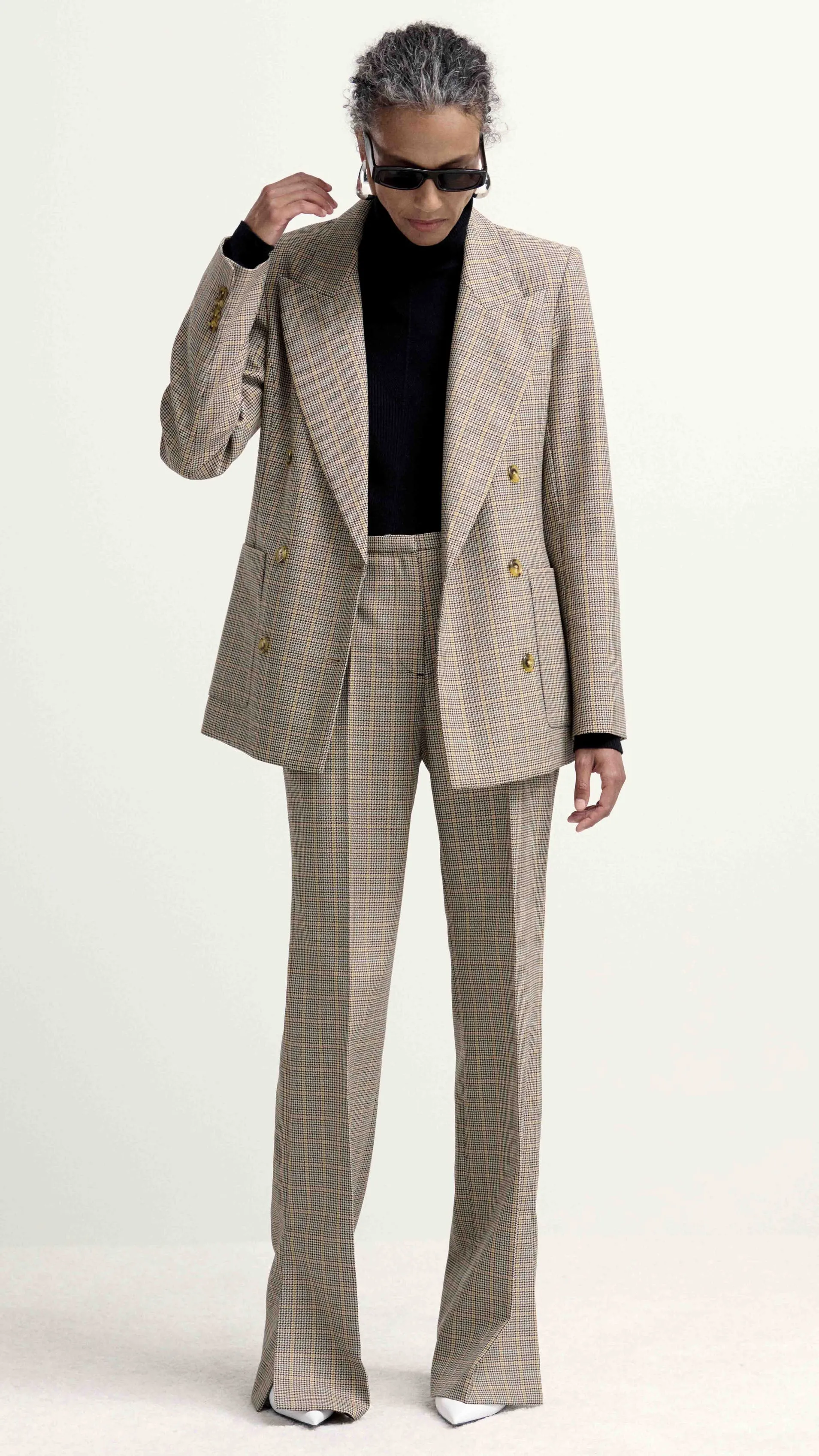 Chelsea Blazer in Wool Blend | Plaid Houndstooth