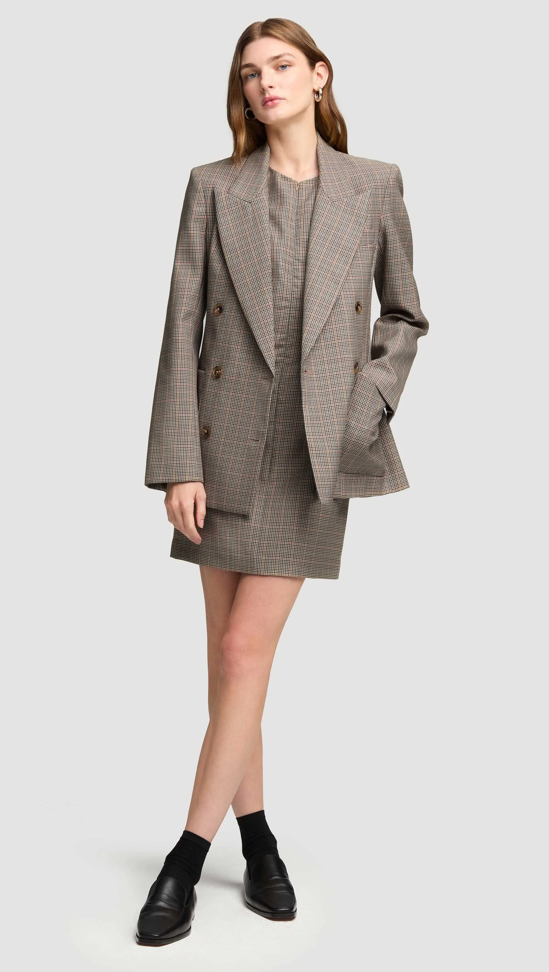 Chelsea Blazer in Wool Blend | Plaid Houndstooth