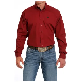 Cinch Men's Long Sleeve Button Down - Burgundy