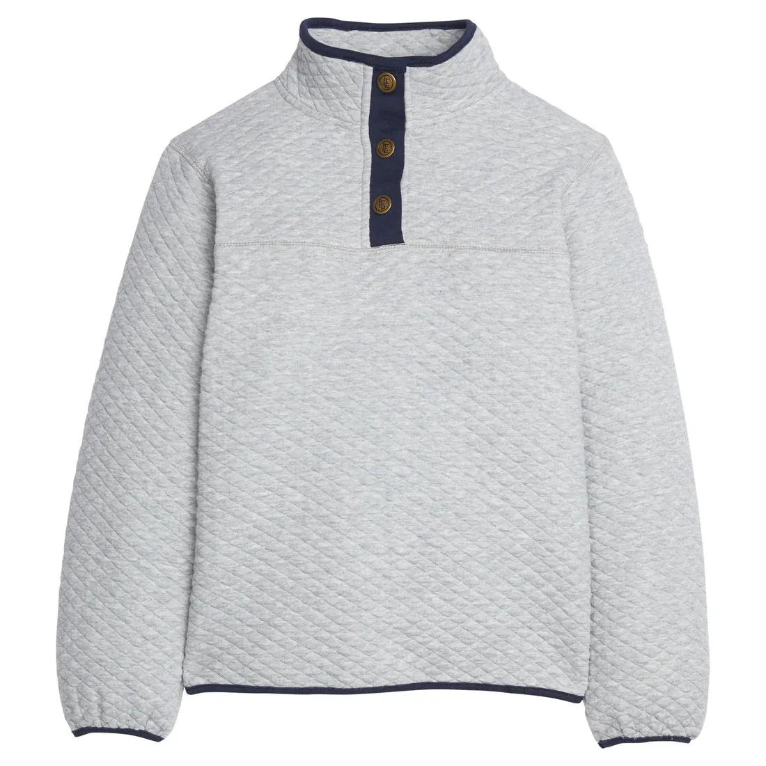 Classic Quilted Pullover - Gray   Navy