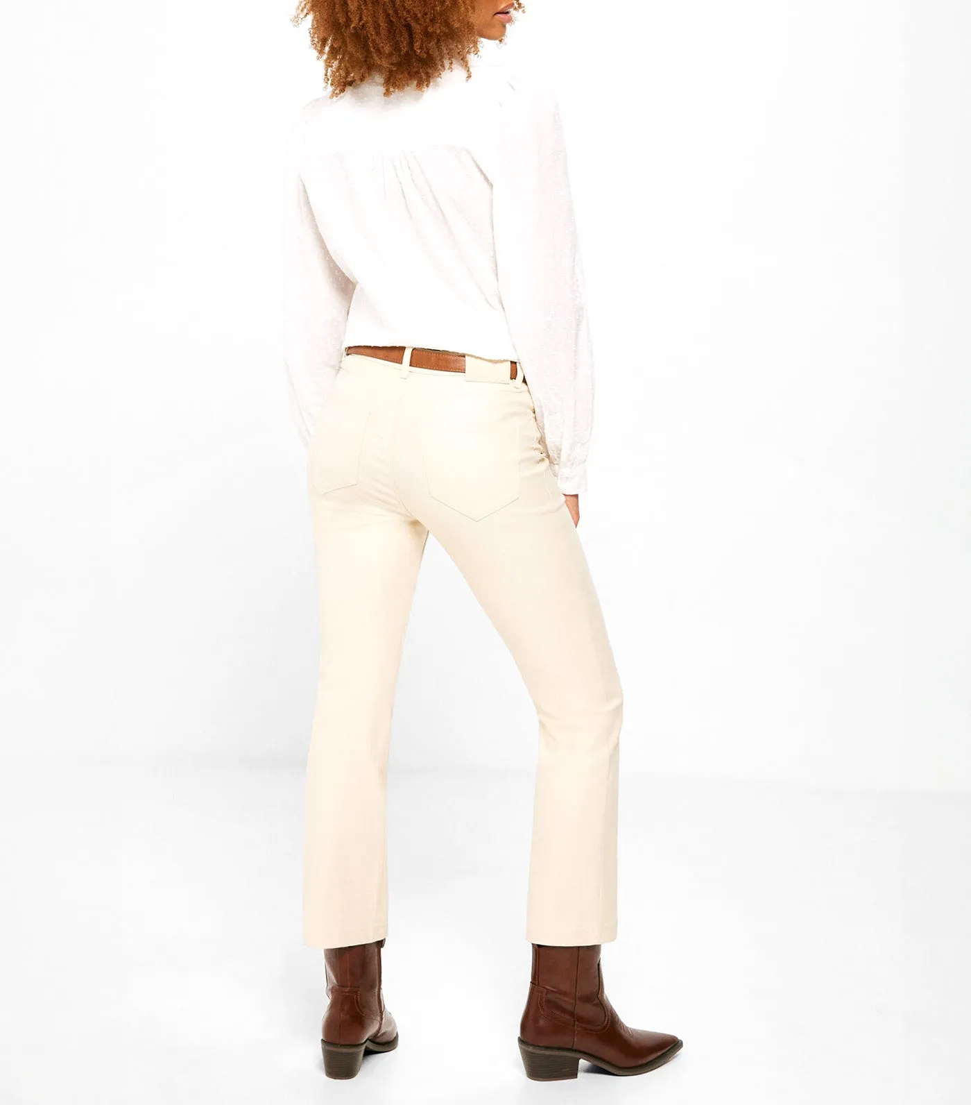 Coated Kick Flare Pants Beige