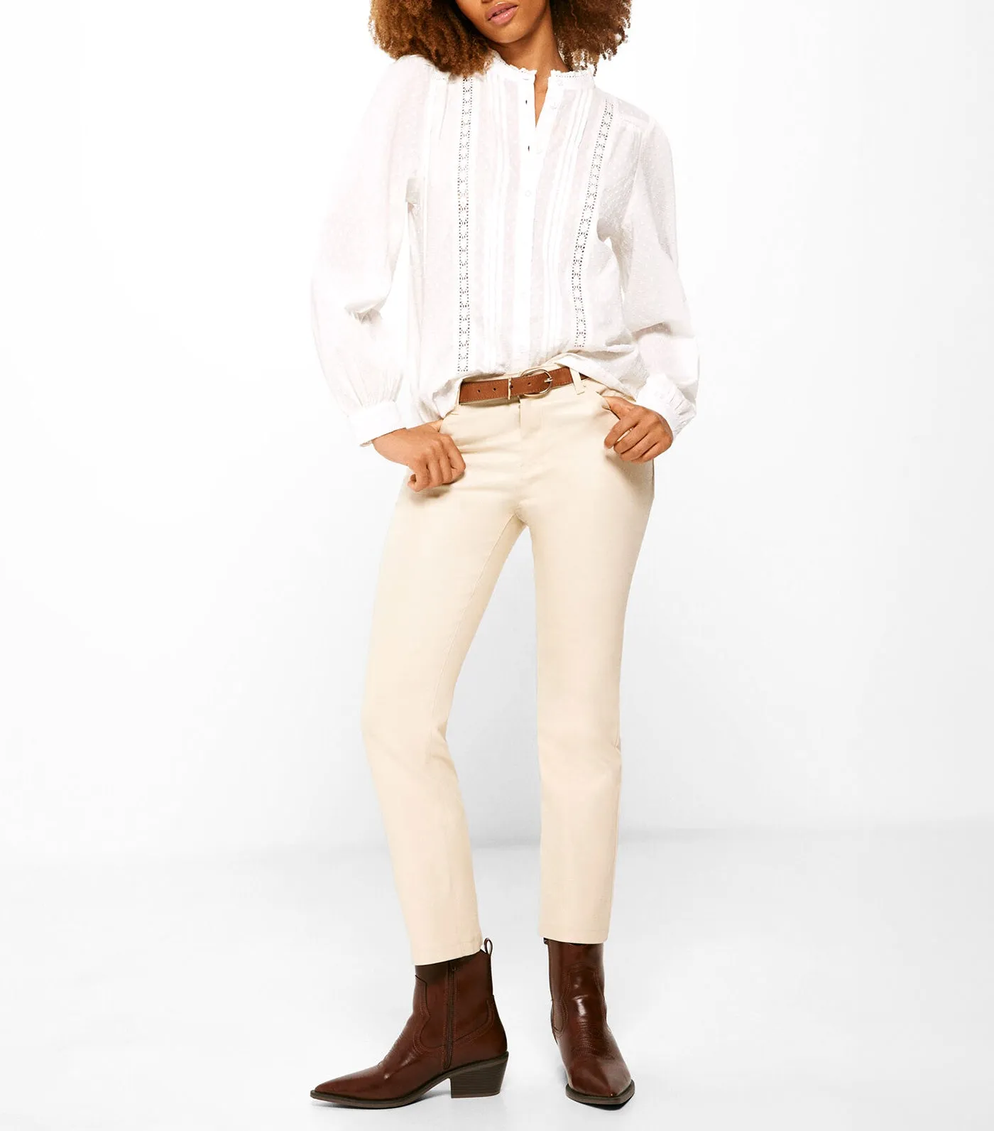 Coated Kick Flare Pants Beige