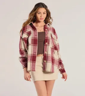 Comfy Cozy Vibes Plaid Woven Oversized Shacket