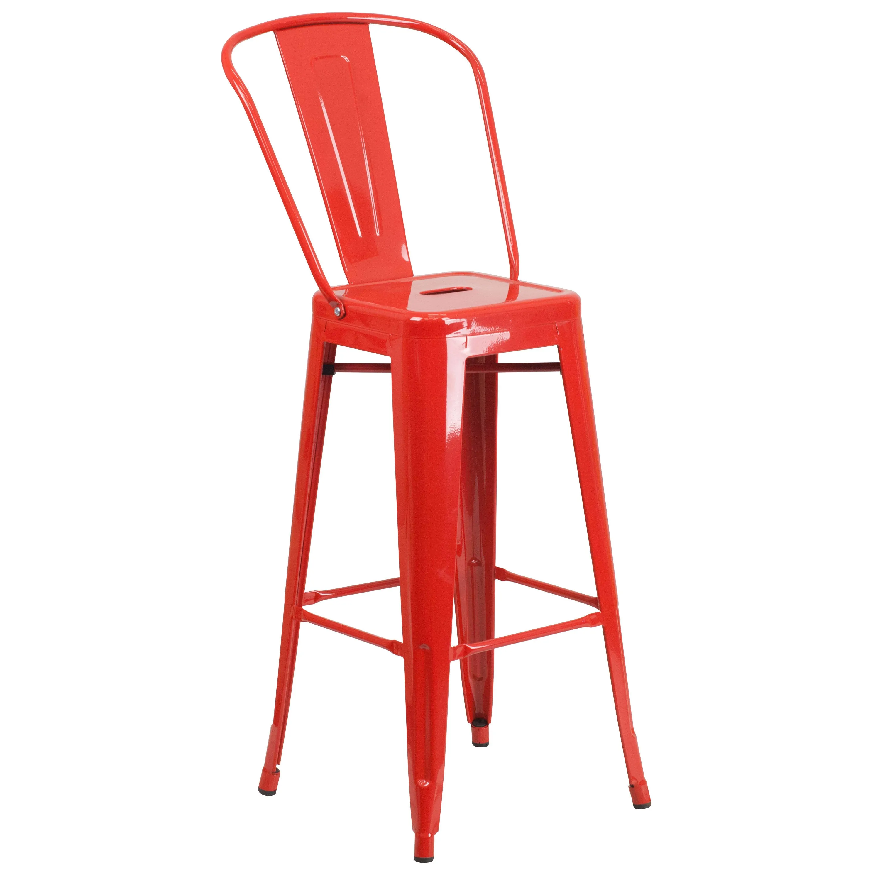 Commercial Grade 30" High Metal Indoor-Outdoor Barstool with Back