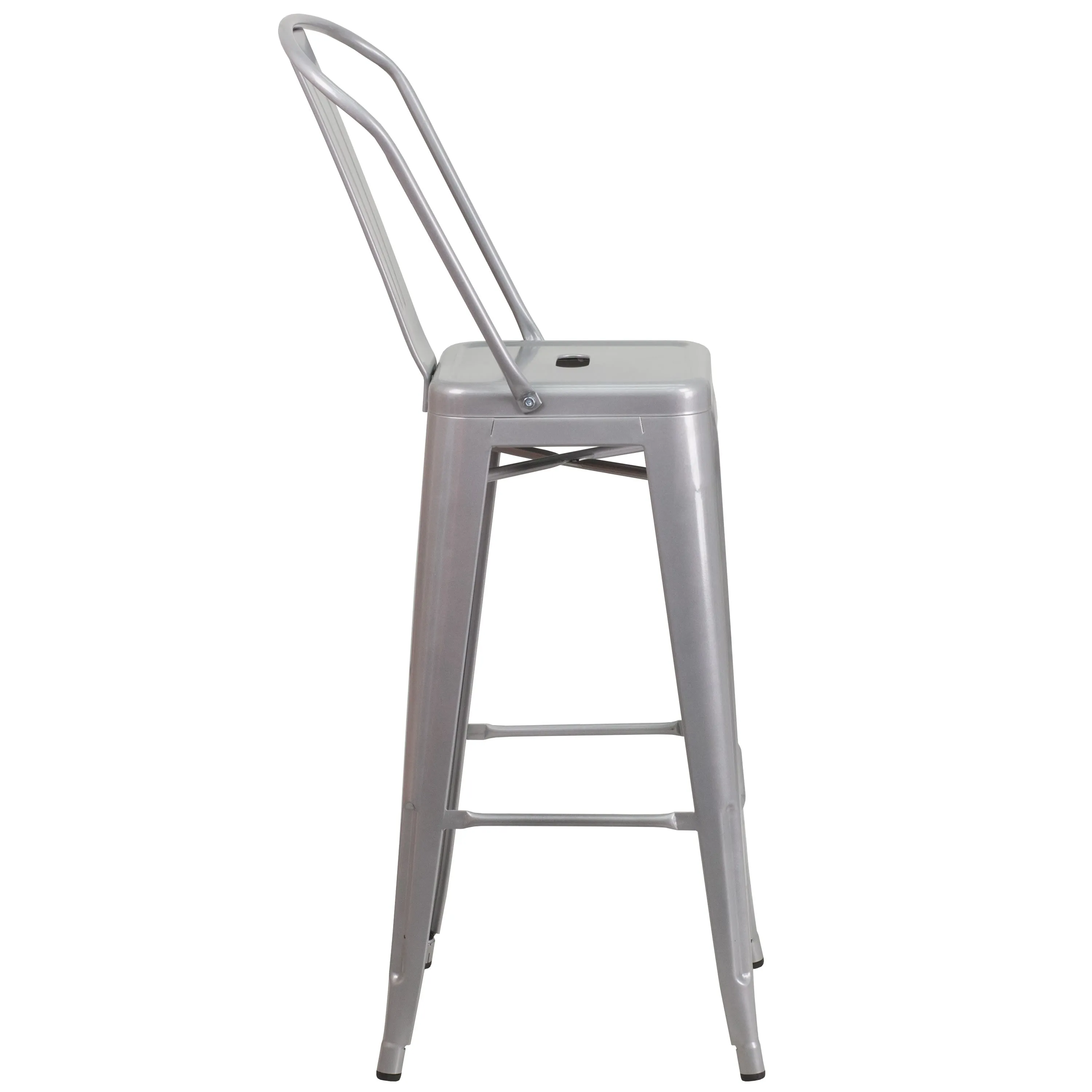 Commercial Grade 30" High Metal Indoor-Outdoor Barstool with Back