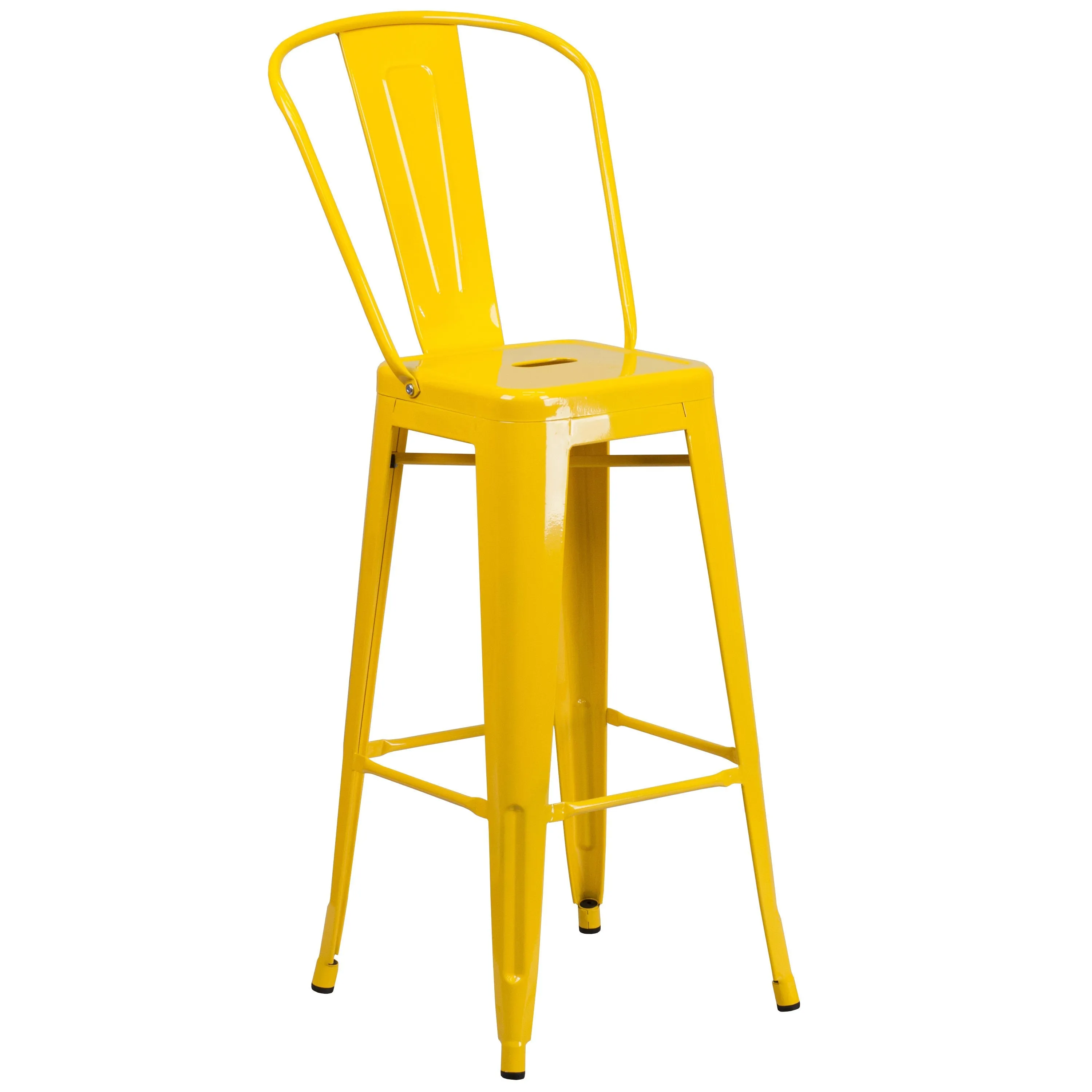 Commercial Grade 30" High Metal Indoor-Outdoor Barstool with Back