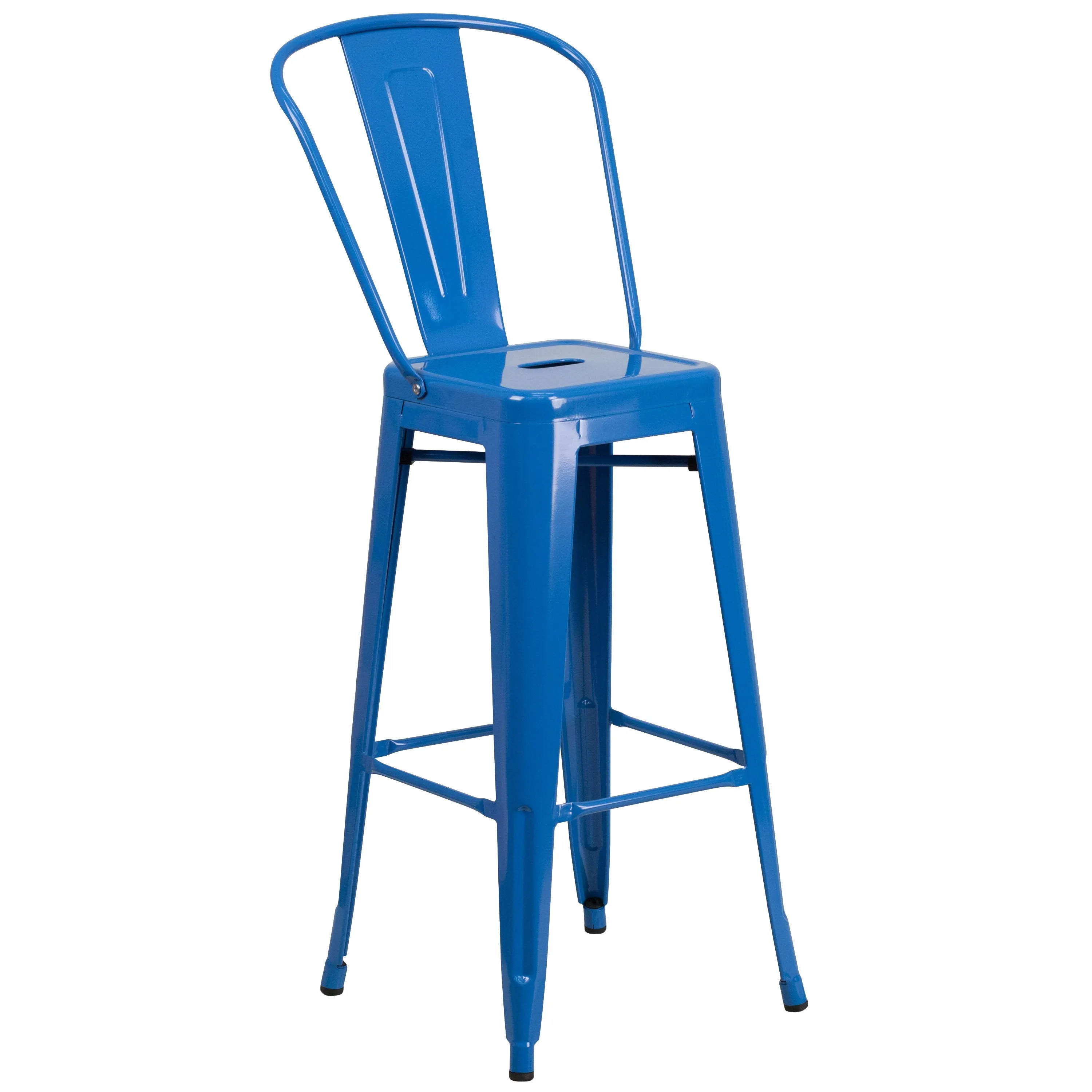 Commercial Grade 30" High Metal Indoor-Outdoor Barstool with Back