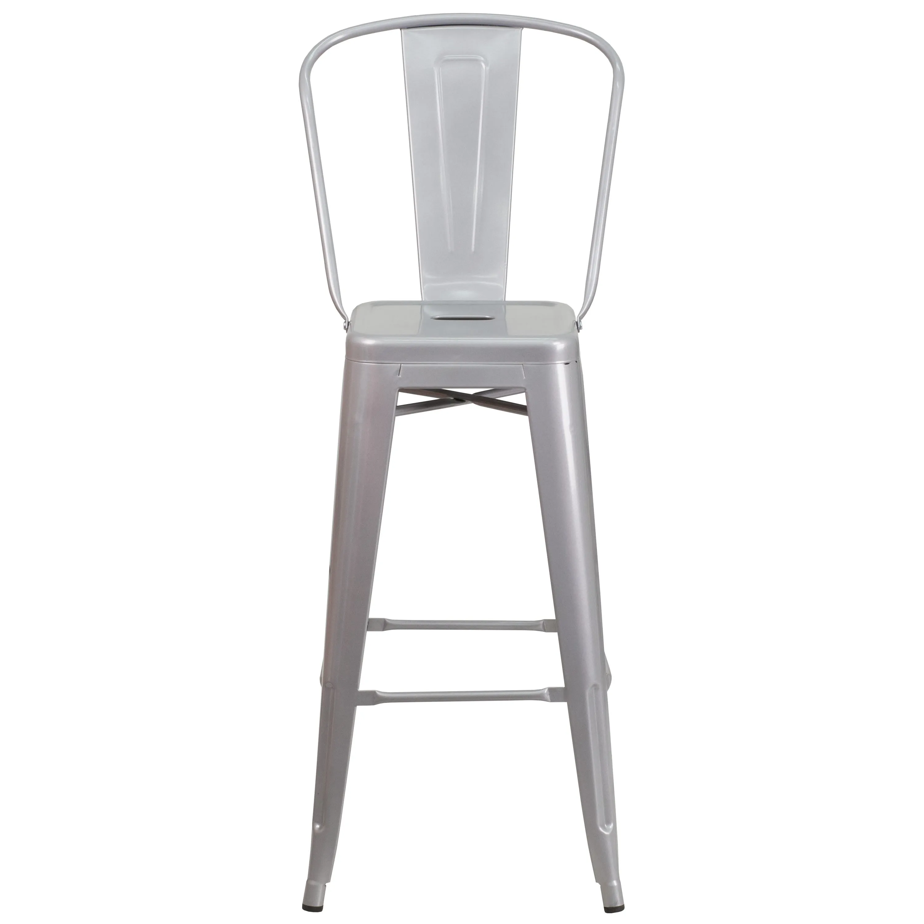 Commercial Grade 30" High Metal Indoor-Outdoor Barstool with Back