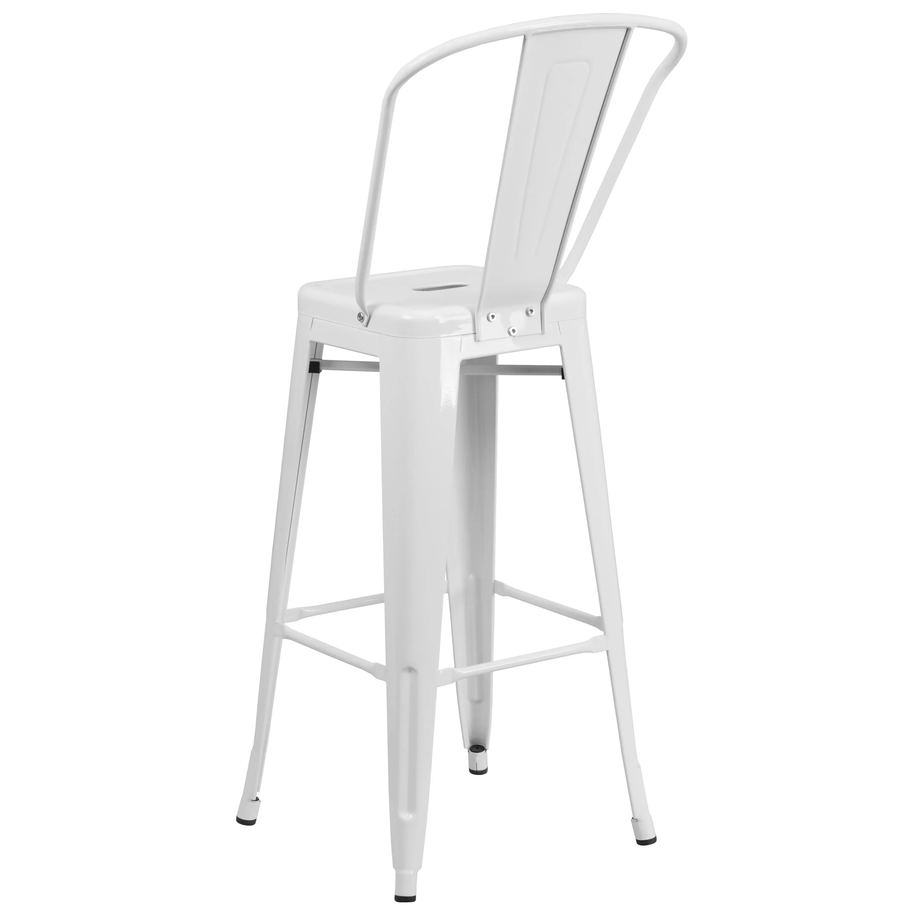 Commercial Grade 30" High Metal Indoor-Outdoor Barstool with Back