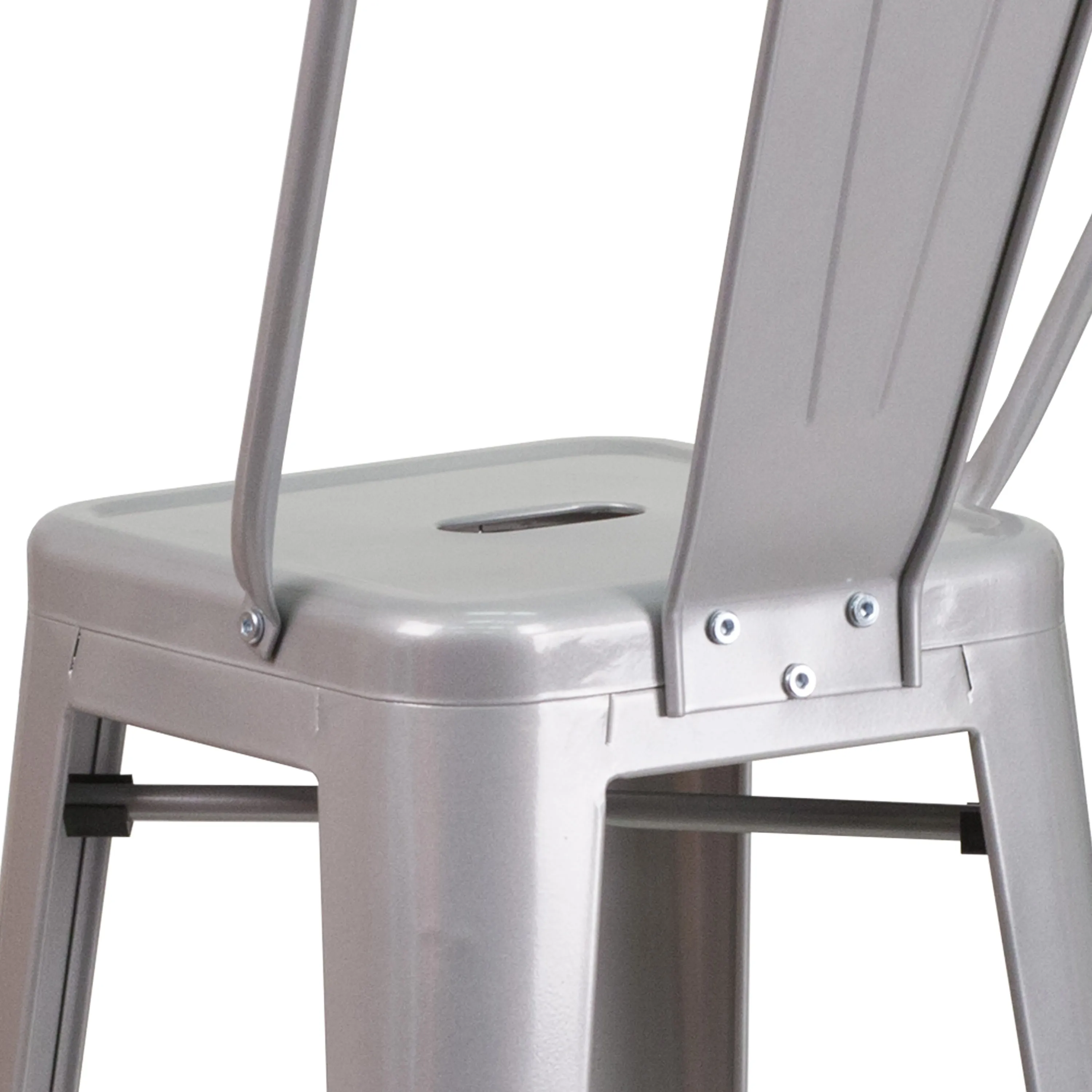 Commercial Grade 30" High Metal Indoor-Outdoor Barstool with Back