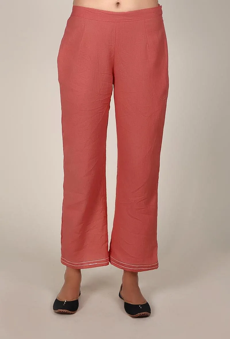 Coral Cotton Flex A-line  Palazzo