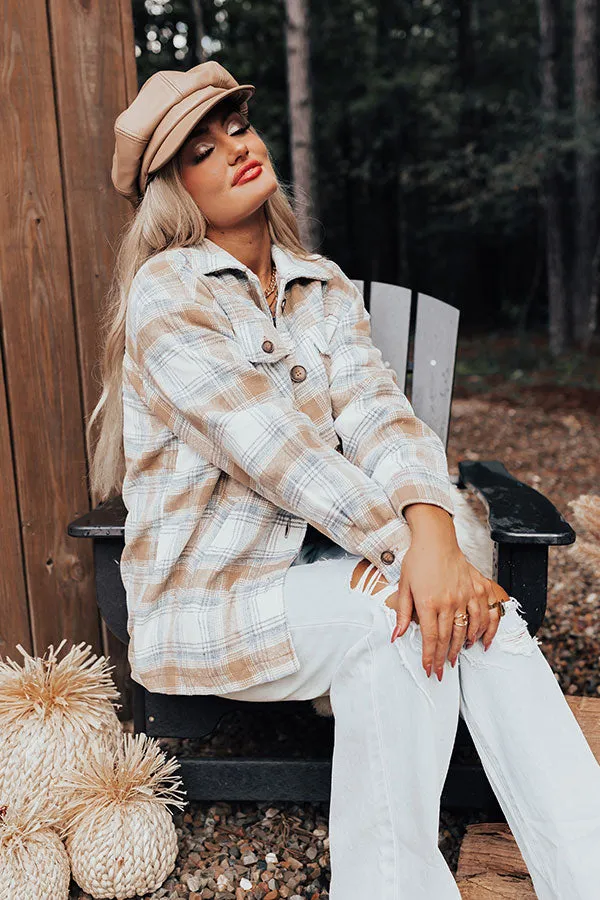 Cozy Up In Carolina Plaid Jacket In Iced Latte