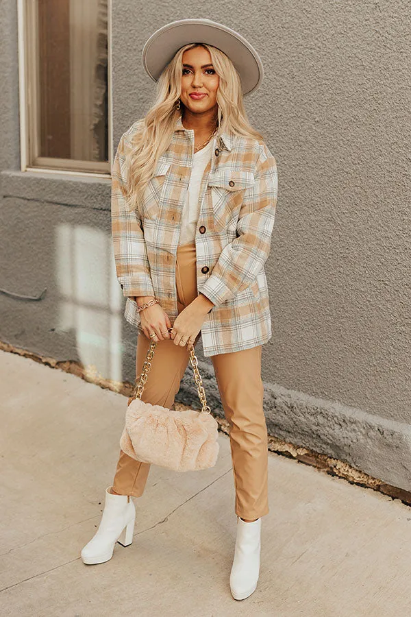 Cozy Up In Carolina Plaid Jacket In Iced Latte