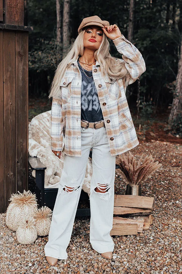 Cozy Up In Carolina Plaid Jacket In Iced Latte