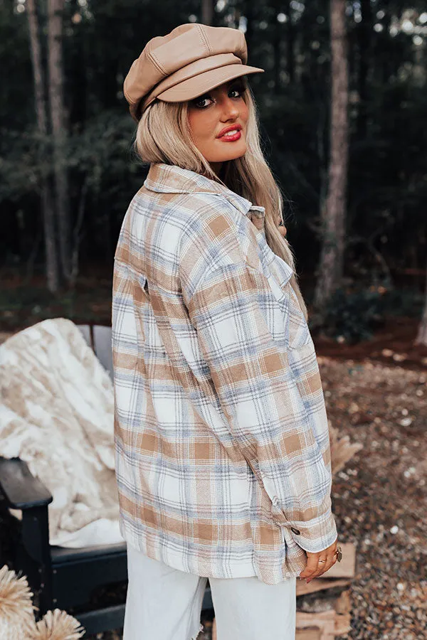 Cozy Up In Carolina Plaid Jacket In Iced Latte