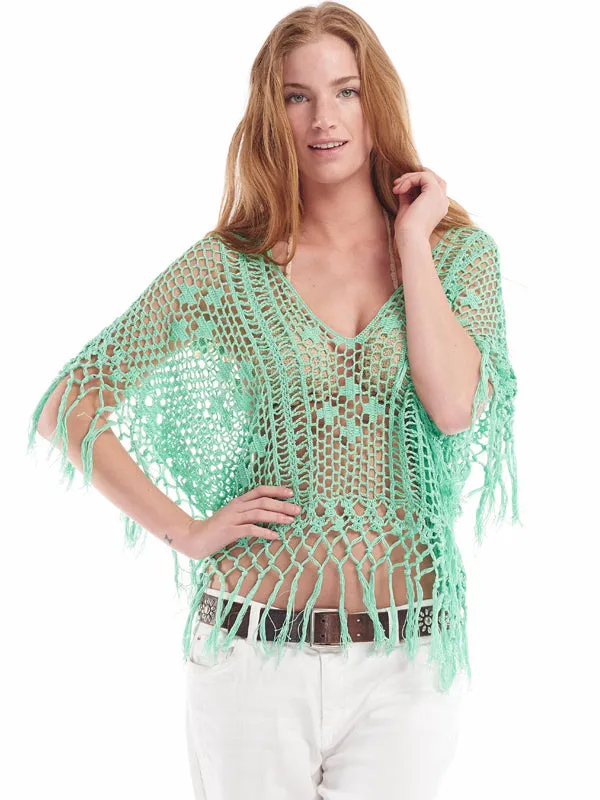 Crochet Fringe Poncho Top